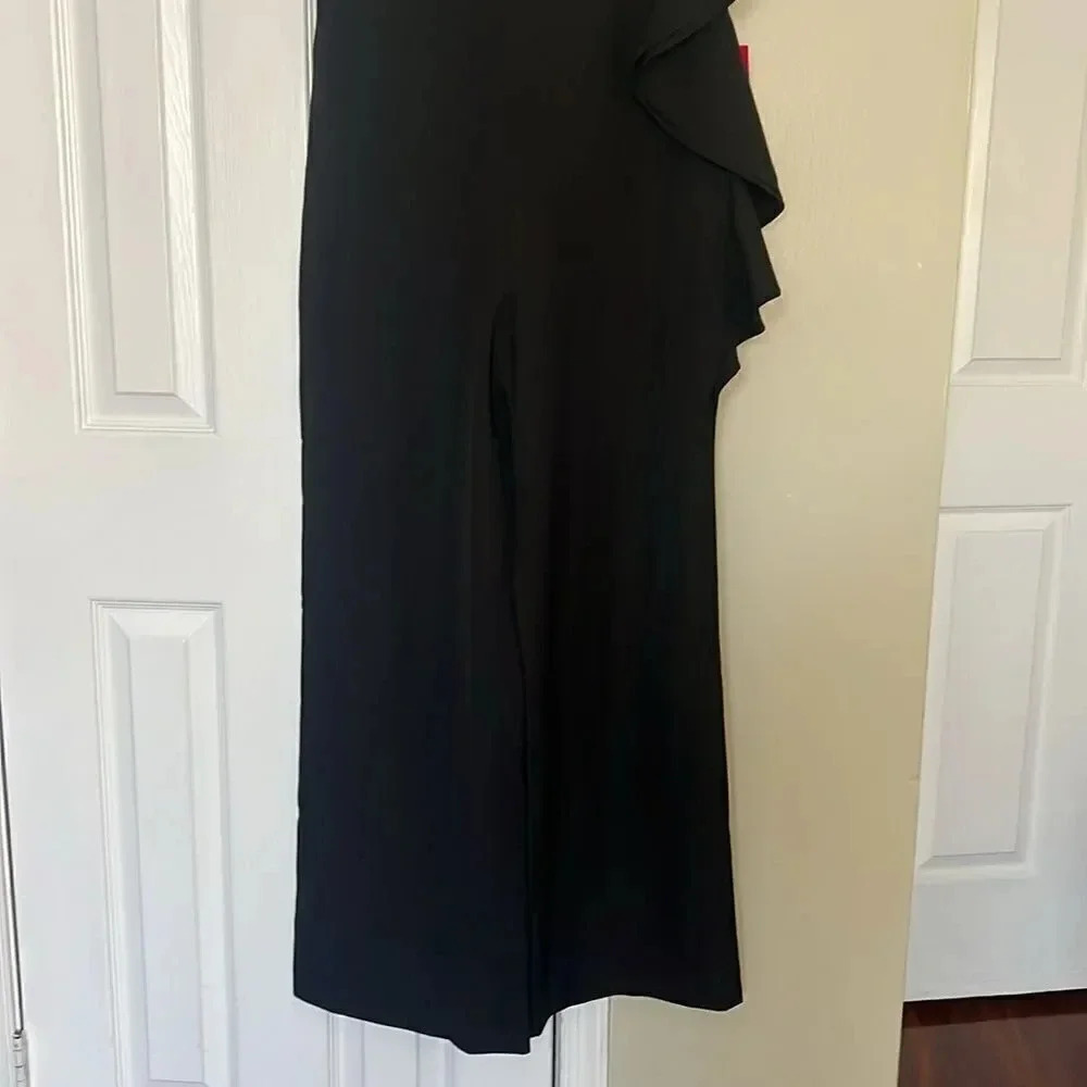 Belle Badgley Mischka Allison Side Ruffle Jumpsuit Size 10 - Picture 6 of 11